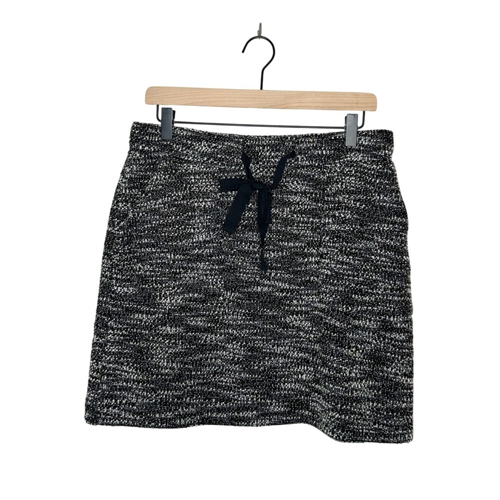 Ann Taylor LOFT Textured Knit Mini Skirt Neutral Heather Grey Medium Petite MP